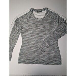 ATHLETA Snowscape Crew Long Sleeve Gray Texture Top Stretch-Finger Holes Sz M